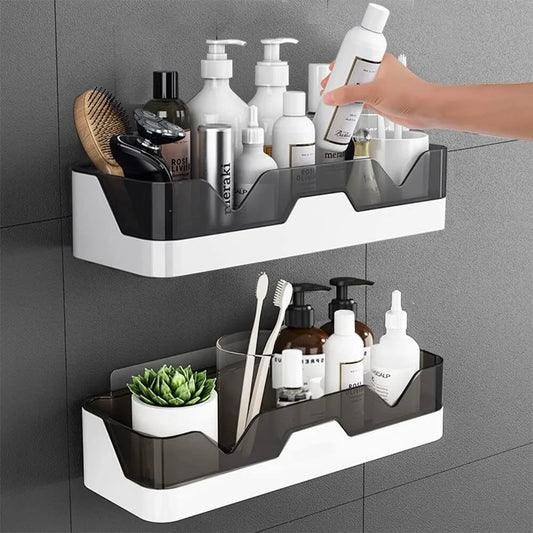 Kein Bohren Badezimmer Regal Kunststoff Dusche Organizer Wand montiert Toilettenartikel Lagerregal Shampoo Halter Bad Zubehör