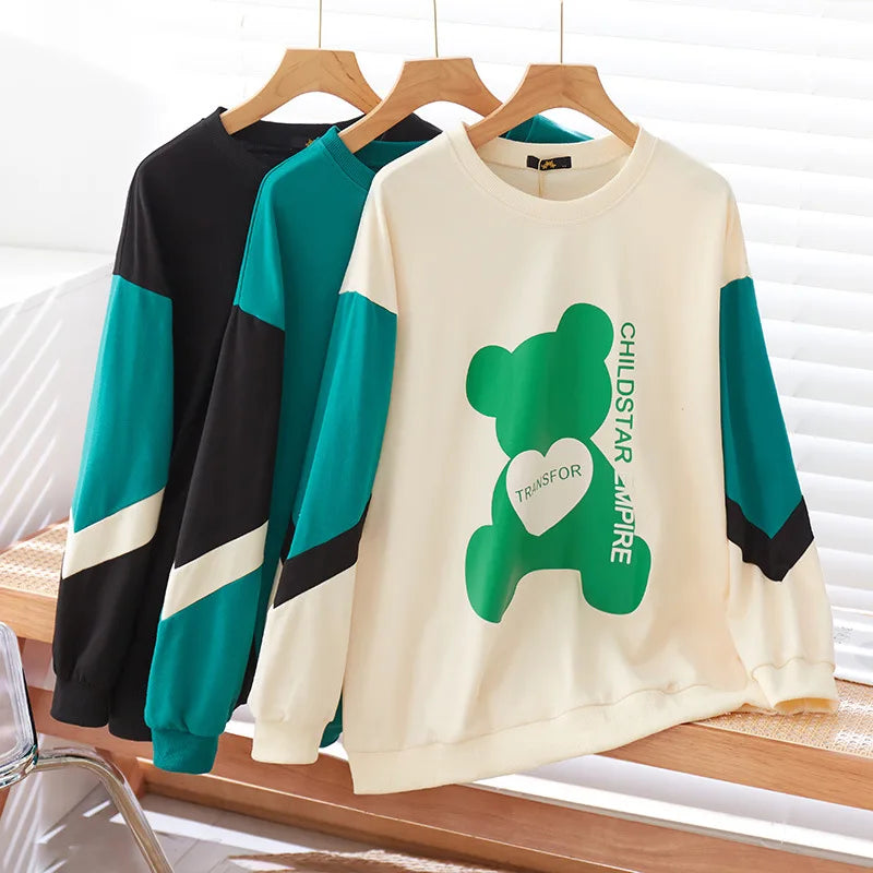 150Kg Plus Größe frauen Fehlschlag 157 Frühling Lose Langarm Rundhals Gedruckt Casual Sweatshirt 6XL 7XL 8XL 9XL 10XL 3-Farben