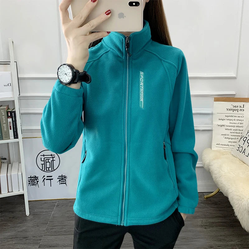 Plus Größe Herbst Winter Polar Fleece Warme Mantel Frauen Sweatshirt Outdoor Sport Casual Zipper Strickjacke Jacke Top Schlank Jugendliche