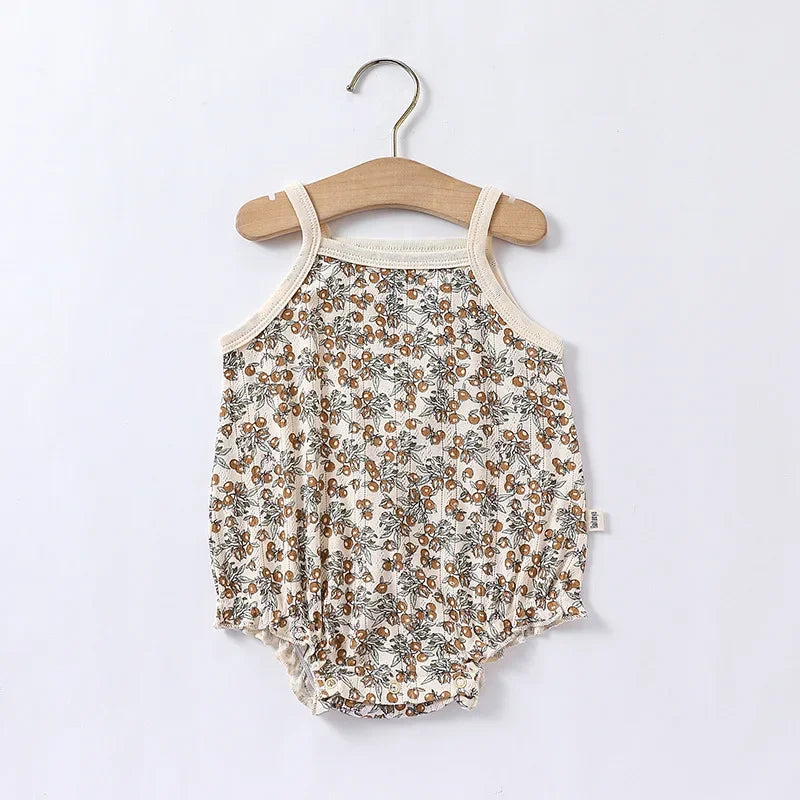 0-24m Neugeborenes Kind Baby Stram pler Mädchen Jungen Sommerkleid ung ärmel los schulter frei Overall niedlichen süßen Bodysuit Outfit