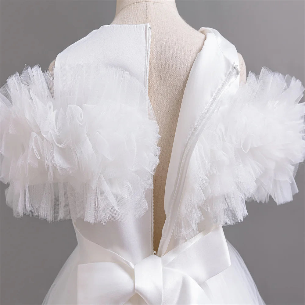 Neues elegantes Kleid für Mädchen, Blumenhochzeit, Hochzeit, langer bestickter Panto-Rock, 4–12 Jahre altes Klavier-Performance-Mädchenkleid