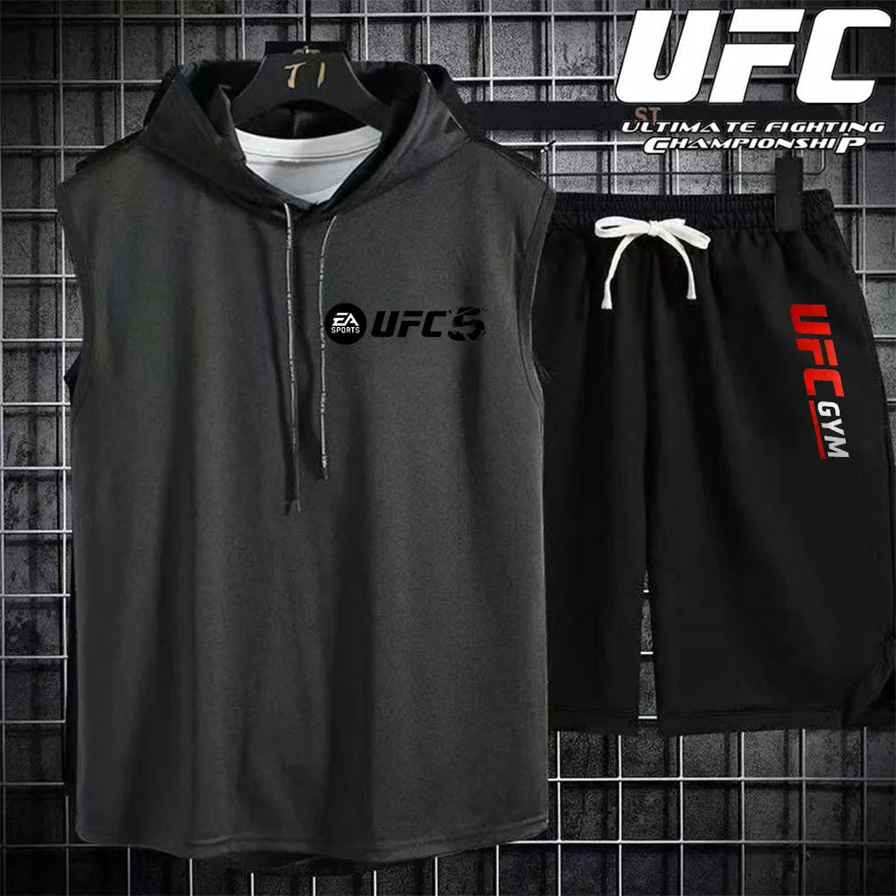 New Summer Men's Two Piece Set Casual T-Shirt and Shorts Set Fashion Short Sleeve Tracksuit Men Women Sports Suit Hooded T-shirt.