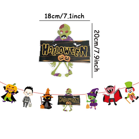 1set Halloween Banner Geist Fledermaus Kürbis Papier Banner Party Favors Kinder Zimmer Tür Wand Fenster Aufhänger Baby Schule Ornament de.