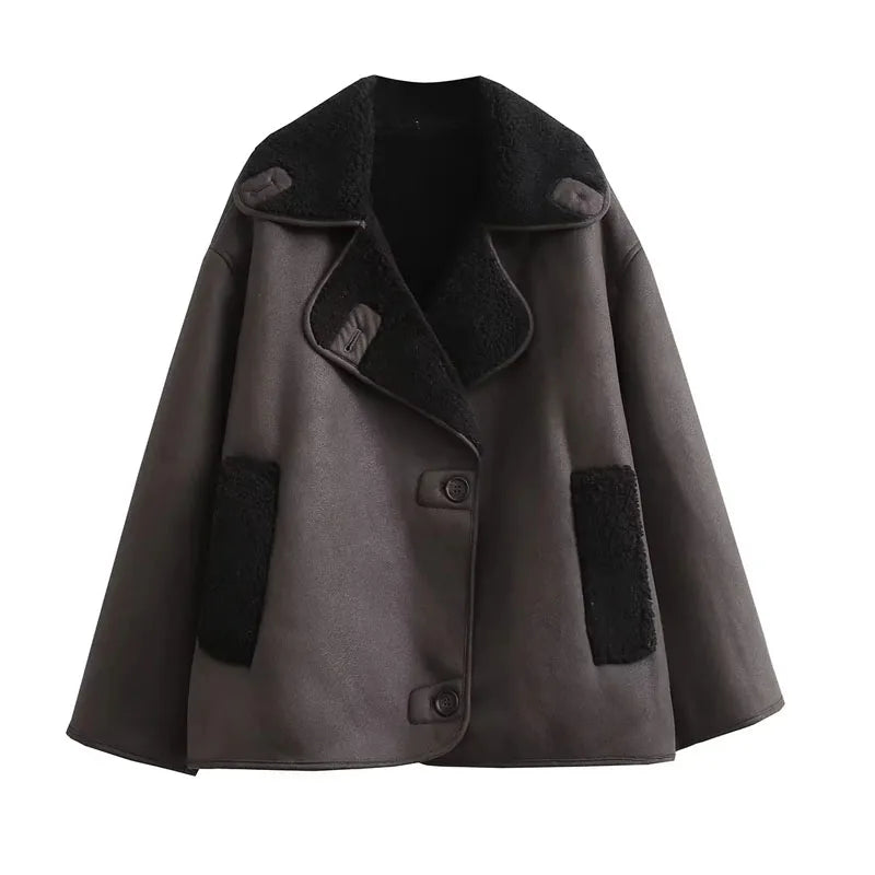 MUJER 2025 Frau Dicke Faux Leder Jacken für Frauen Herbst Winter Warme Mäntel Weibliche Demi-saison Plüsch Jacke Frauen Outer