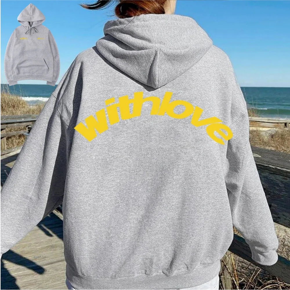 Fanceey Fleece-gefüttertes Herren-Kapuzenpullover, Winter, warm, lockere Passform, Buchstabendruck, lässiger Sport-Pullover, Kapuzenpullover für Herren, Neu