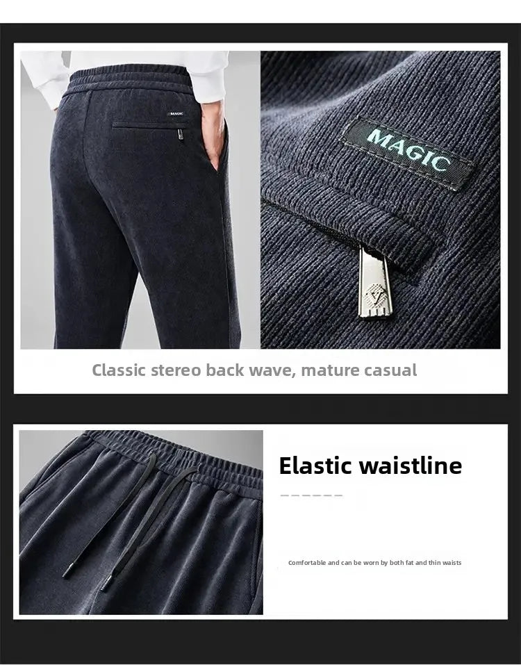 Herren-Freizeithose, verdickt, gerades Bein, warm, Herbst-Winter-Oberbekleidung, modisch, vielseitig, lockere Passform, sportlicher Stil