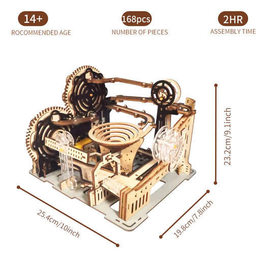 Electric 3D Wooden Puzzles Marble Run Model Kits Brain Teaser Puzzle DIY handmade Christmas gift(Without battery).
