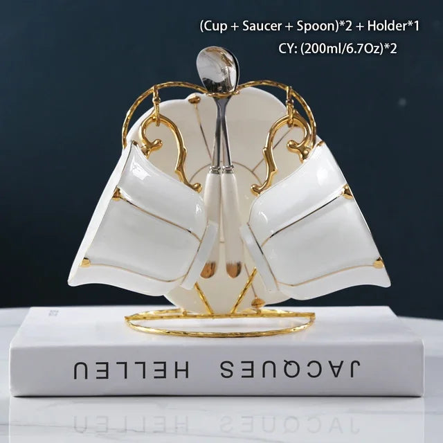 Gold Pearl Bone China Coffee Set British Porcelain Tea Luxury Ceramic Pot Creamer Sugar Bowl Teatime Teapot Cup Mug