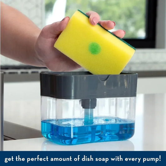 Soap Dispenser 2 In 1 Dishwashing Sponge Holder Kitchen Sink Dish Washing Soap Pump Dispenser Sponge Caddy.