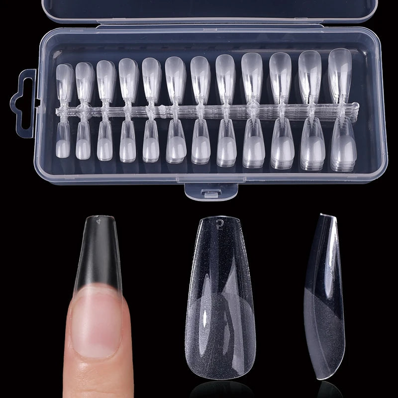 Fake Nail Press on Tips for Nails Extension Full False Acrylic Finger Short Artificial American Capsules Long Soft Gel Almond