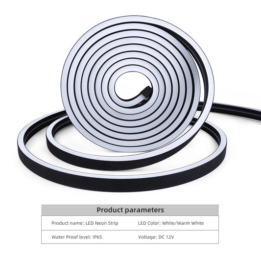 Waterproof COB LED Strip Lights 24V Flexible Neon Light Black Silicone Tube Linear Dimmable Lighting with Touch Sensor Switch.