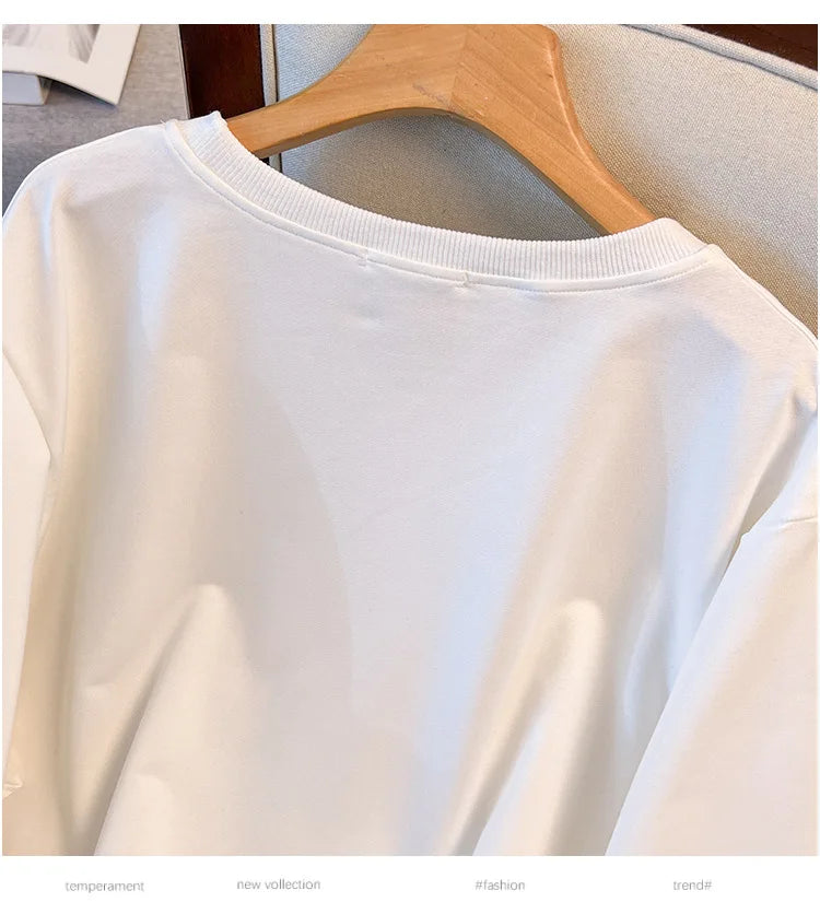 170 kg Plus Größe Damen Büste 170 Frühling Herbst Lose Langarm Druck Brief Pullover Sweatshirts 4XL 5XL 6XL 7XL 8XL 9XL