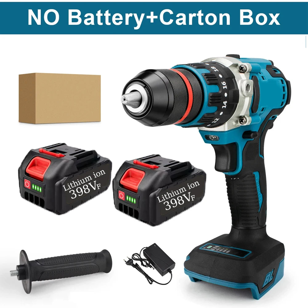 480 N.M Bürstenloser elektrischer Schlagbohrschrauber, 13 mm Akku-Bohrschrauber, Elektroschrauber, DIY-Treiber, Elektrowerkzeug für Makita 18 V Akku-Stift