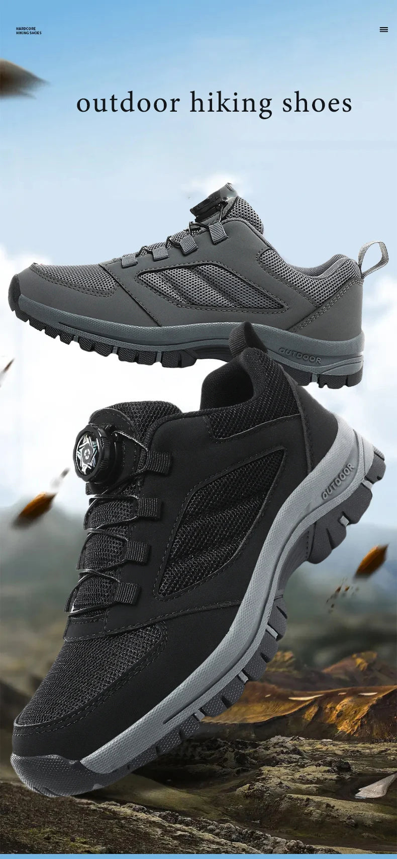 Männer Turnschuhe Stilvolle Rotierenden Schnalle Wanderschuhe Einfarbig Komfortable Nicht-slip Sportliche Schuhe Plus Größe Männer Schuhe Leder
