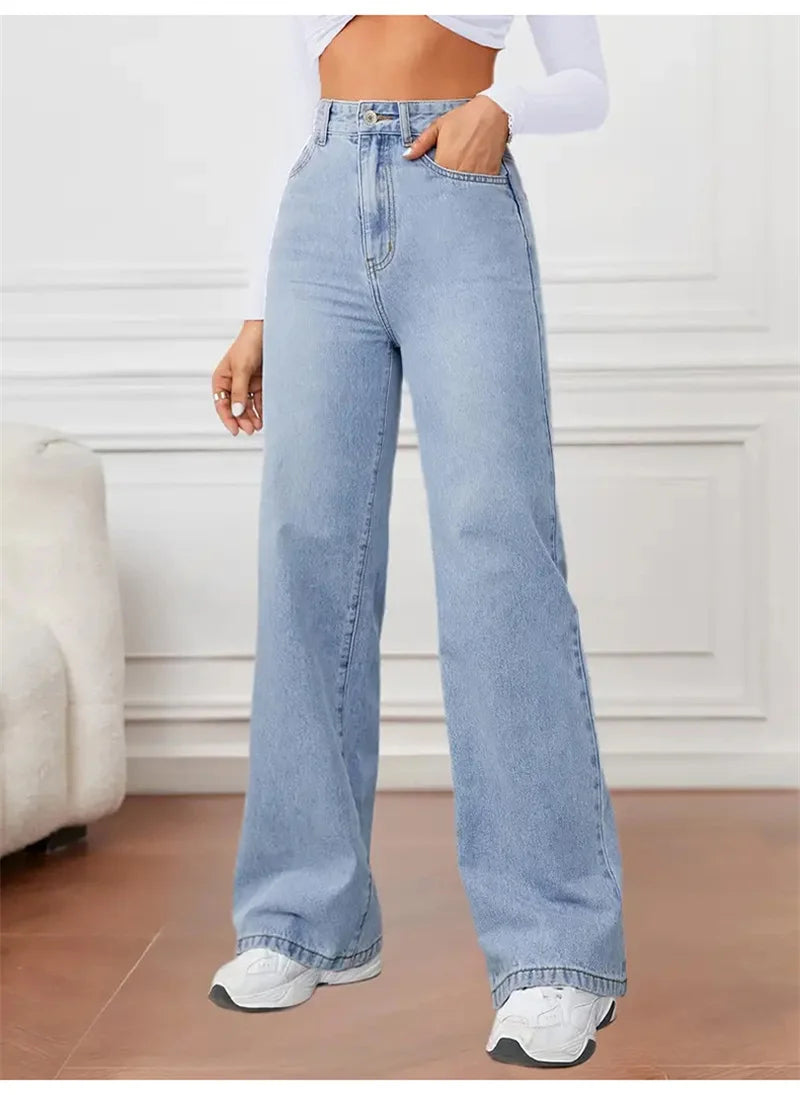 2025 Y2K Fashion Stretch Vintage Denim Pants Women Loose Baggy Straight Jeans Female Casual Mid Waist Trousers Trend Streetwear.