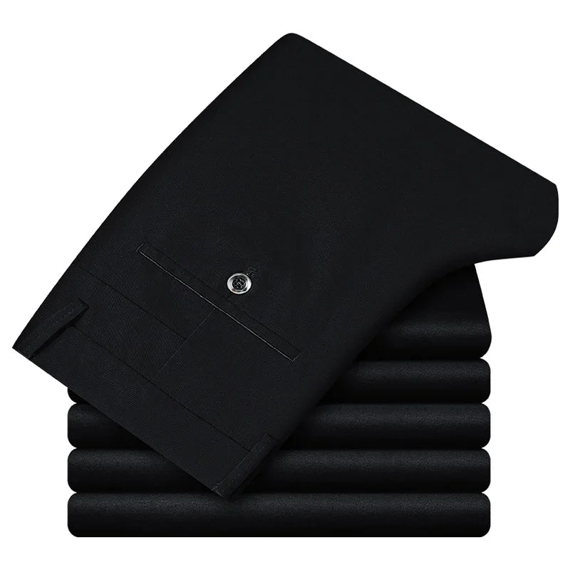 2024 neue 98% Baumwolle Casual Hosen Männer Kleidung der Klassischen Gerade Lose Hohe Taille Elastische Hose Männliche Marke Kleidung