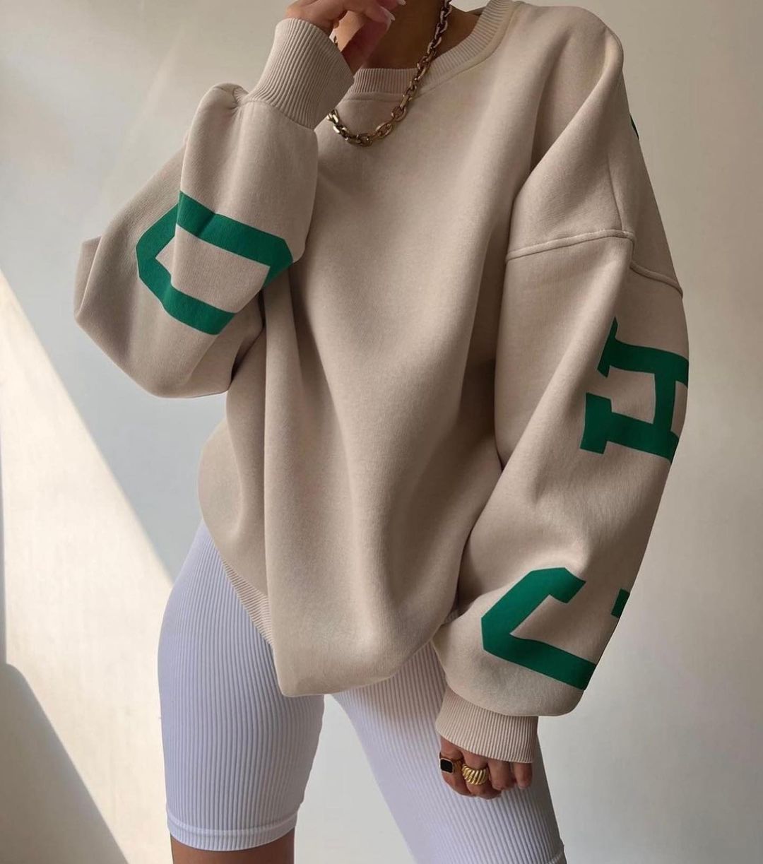 Combhasaki Damen Y2K Grunge Lose Pullover Sweatshirts Brief Drucken Lässige Verdickte Langarm Tops Herbst Hoodie Streetwear