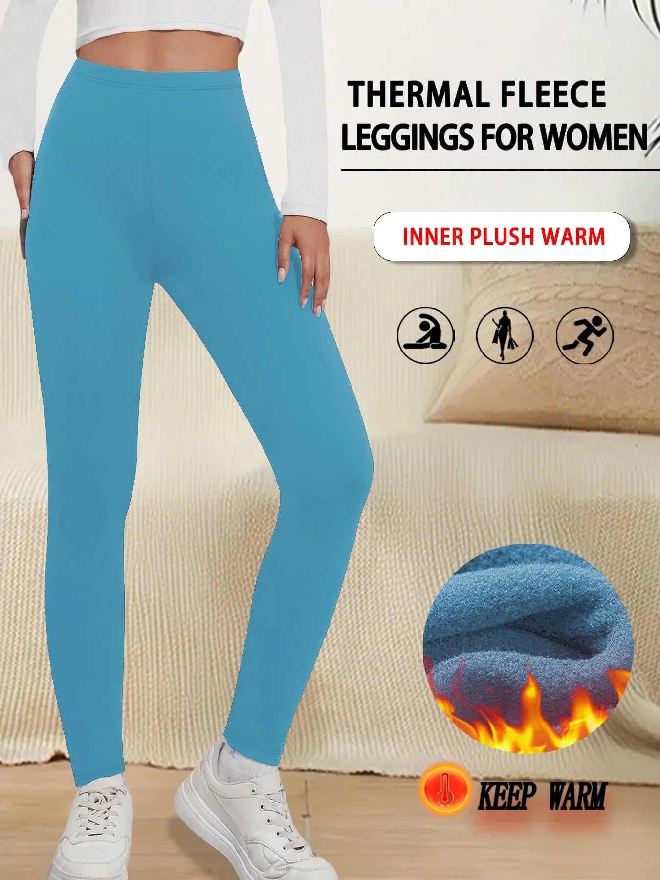 Superweiche, mit Fleece gefütterte Leggings für Damen, Workout, Yoga, Laufen, Thermo-Warmhose für kalten Winter