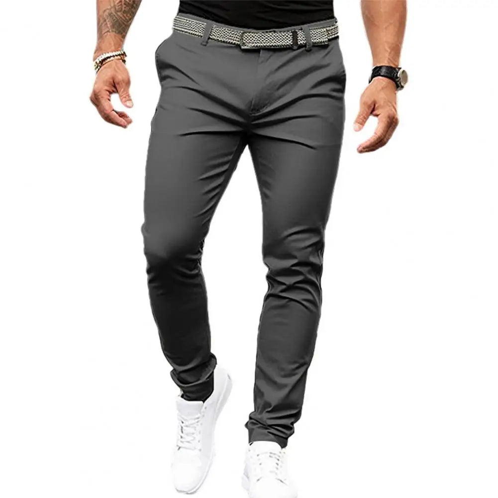 Männer Einfarbig Anzug Lange Hosen Mid-rise Schräg Taschen Zipper Fly Slim Fit Business Büro Hosen Feine Nähen hosen Arbeitskleidung.