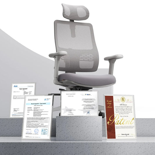 NEWTRAL MAGICH003 Ergonomischer Bürostuhl, automatisch ausgestellte Rückenlehne, adaptive Unterrückenstütze, verstellbarer Kopfstützensitz, Grau