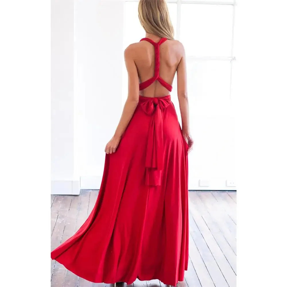 Sexy Frauen Multiway Wrap Cabrio Boho Maxi Club Rotes Kleid Verband Langes Kleid Party Brautjungfern Infinity Robe Longue Femme