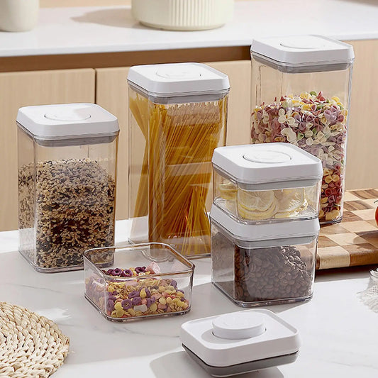 Cereal Container Kitchen Airtight Jars Clear Stackable Sealed Jar for Rice Pet Food Home Bakers Pantry Organizers Dried Fruits.