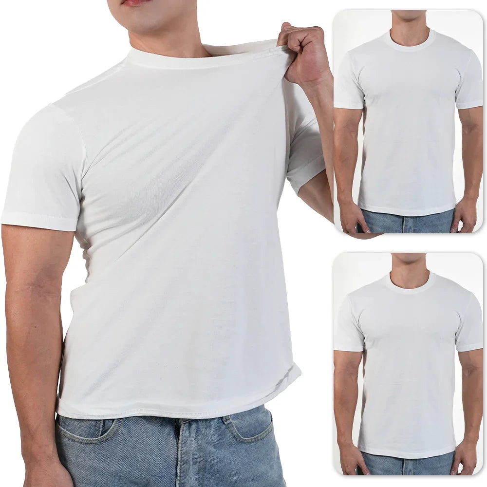 3pcs Mens Plain T-Shirt Casual 100% Cotton Slim Fit Short Sleeve Fitness Top Gym Clothes Soft Male White Black Big Size T Shirt.
