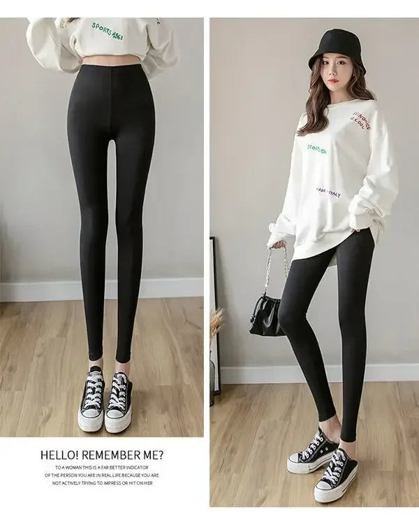 Hoch taillierte, dünne Leggings aus Modal-Baumwolle, Übergröße, Sicherheitshose, elastische Oberbekleidung, Leggings mit mittlerer Taille für Damen