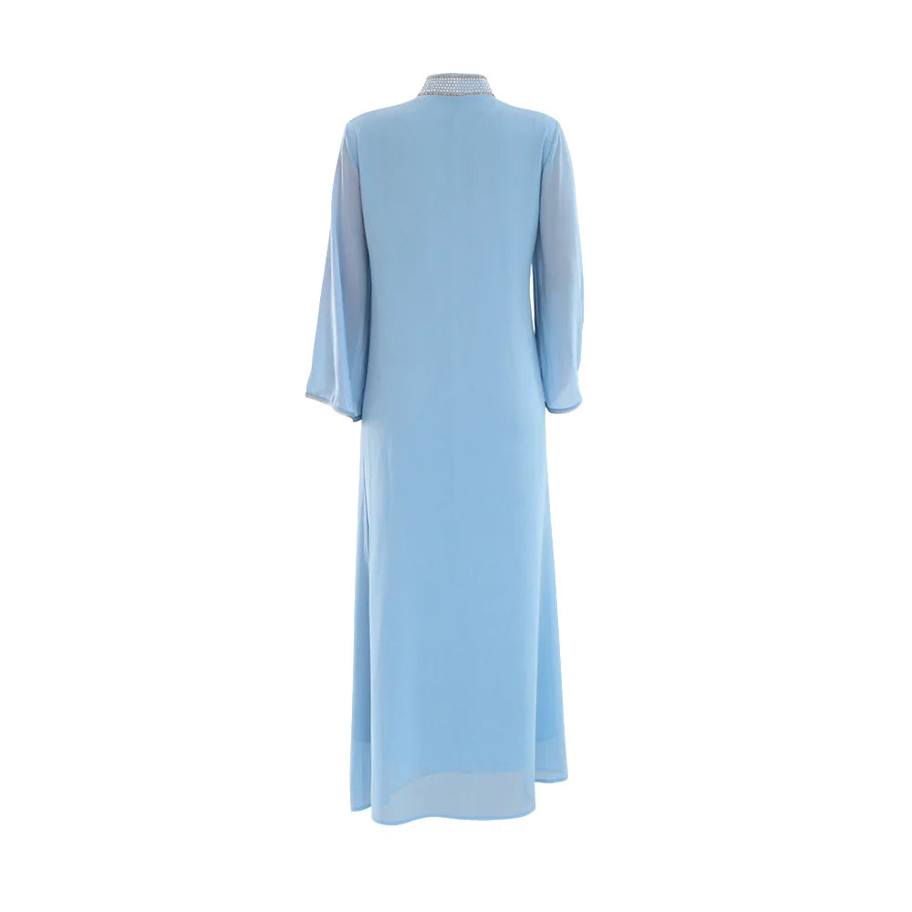 Uni Arabische Robe Mode Nahen Osten Muslimischen Kaftan Dubai Hot Fix Diamant Party Abendkleider für Frauen Kerb Stehkragen