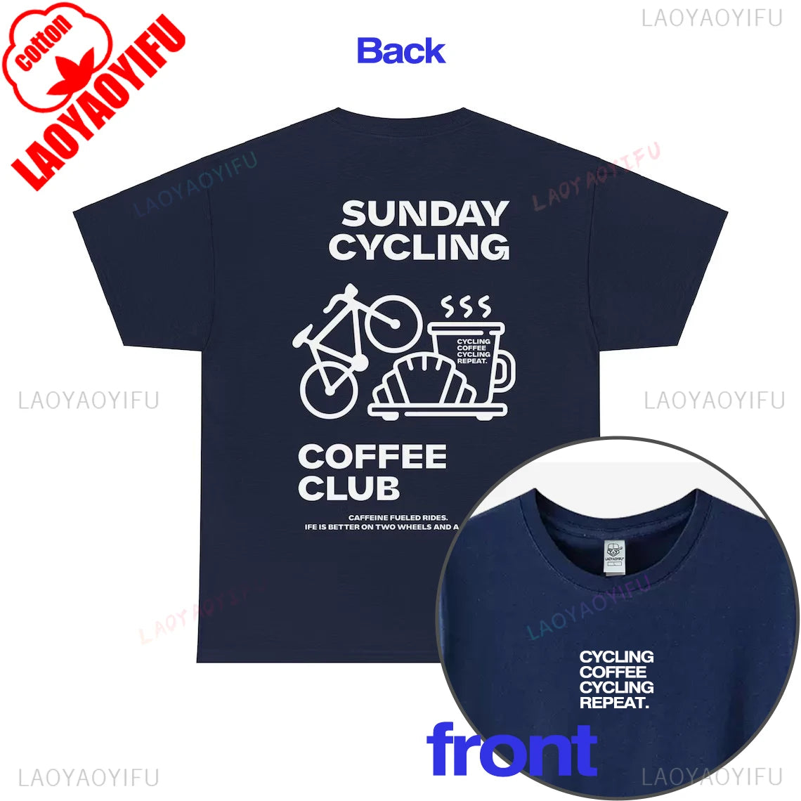 Sunday Cycling Coffee Club Graphic T Shirts Unisex Woman Man Summer Bicycle High Quality Cotton T-shirt Classic Breathable Tops.