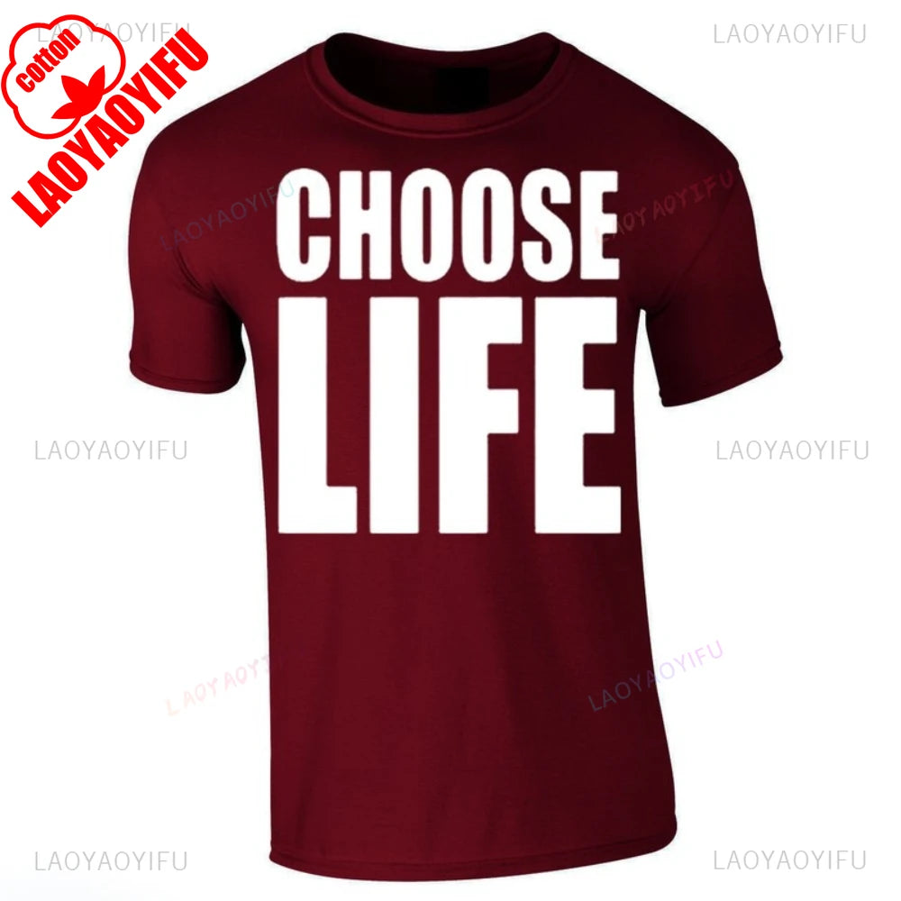 Choose Life Wham Retro 80s 80's Simple Letters T Shirt Woman Man Summer Music Festival High Quality Cotton Printed T-shirt.