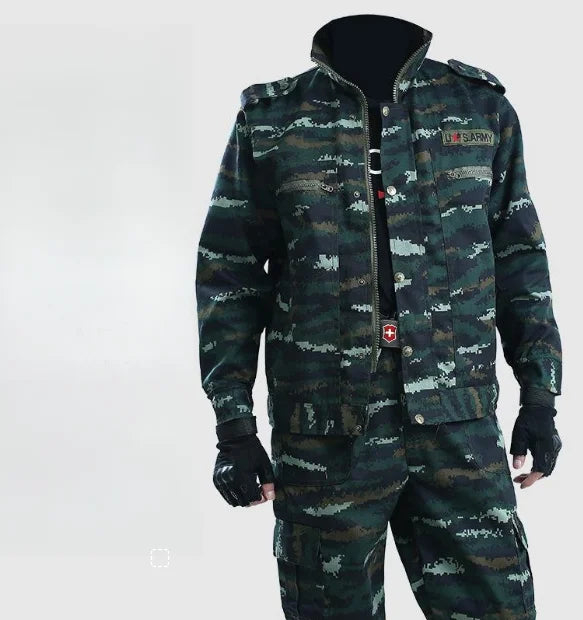 Wear-resistant camouflage suit for men and women's work clothes Spring and autumn thickened labor protection clothing, dirt resi.