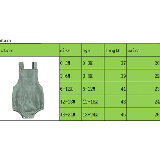 Neugeborenes Baby Mädchen Junge Baumwolle Leinen Hosenträger Bodysuit Sommerkleid ung einfarbig ärmellosen quadratischen Hals Overall für Kinder.