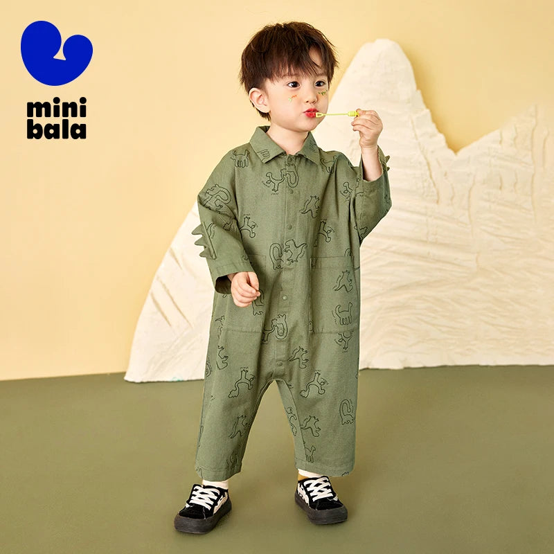 Mini Bala Outdoor Einteiliges Strampler-Set für Babys, Kinder-Arbeitskleidung, Krabbelanzug, Overall, Neu im Herbst und Winter 2024