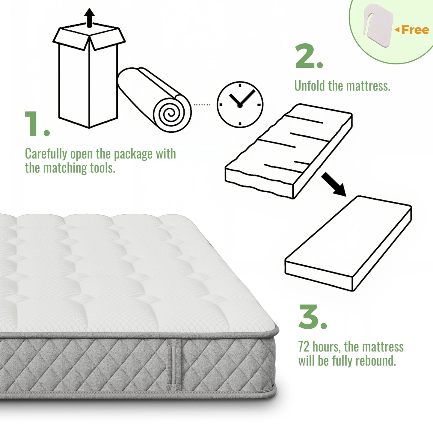 Orthopädische Kaltschaummatratze, 90 x 200 cm, mit 7-Zonen-Taschenfederkern, Festigkeitstufe H3 (mittelfest)