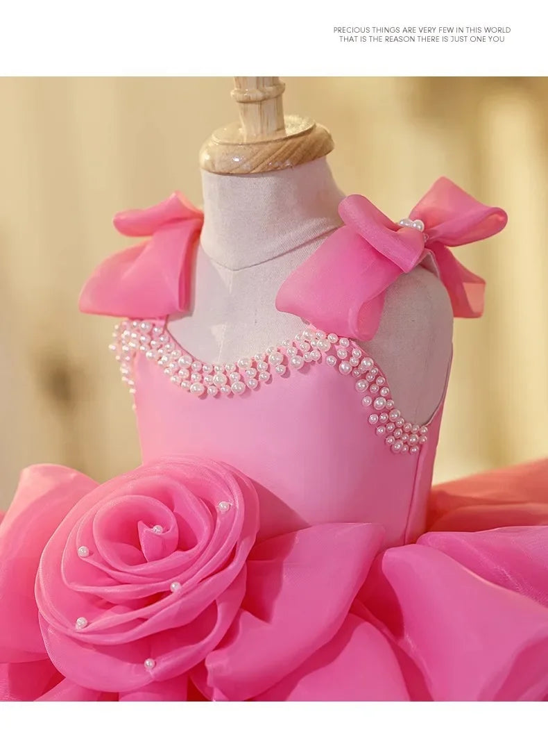 2025 Prinzessinnenkleid zum ersten Geburtstag für Mädchen, neue Hochzeit, Blumenmädchen, Klavieraufführung, Host-Kleid, Party-Kleidung, Outfits, passendes Bankett