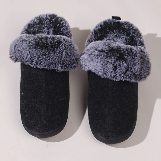 Smile Pop New Men Plush Slippers Indoor Fluffy Fur Home Men Slippers Outdoor Warm Closed Soft Non-slip Fuzzy Winter Men Shoes.