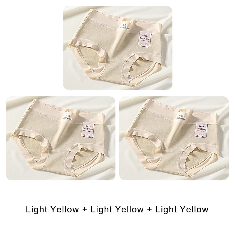 3PCS Female Underwear Antibacterial Pure Cotton Sexy Mid-rise Cotton Panties Woman Traceless Fashions Women's Intimate Intimates