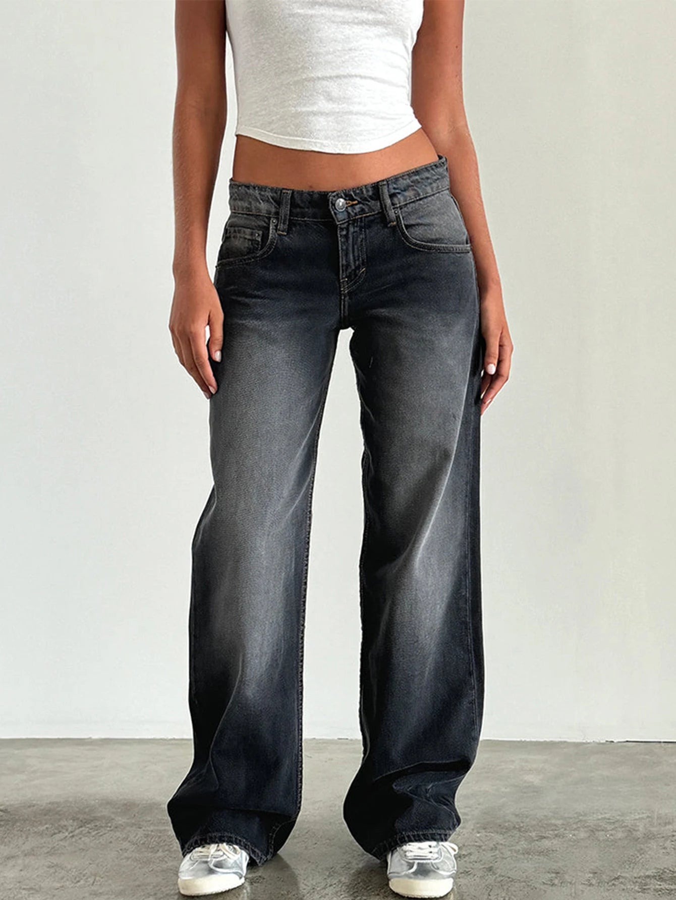 2024 neue Y2K Hohe Taille Baggy-Jeans Für Frauen Mode Lose Denim Breite Bein Hosen Casual Weibliche Kleidung XS-XL Drop verschiffen