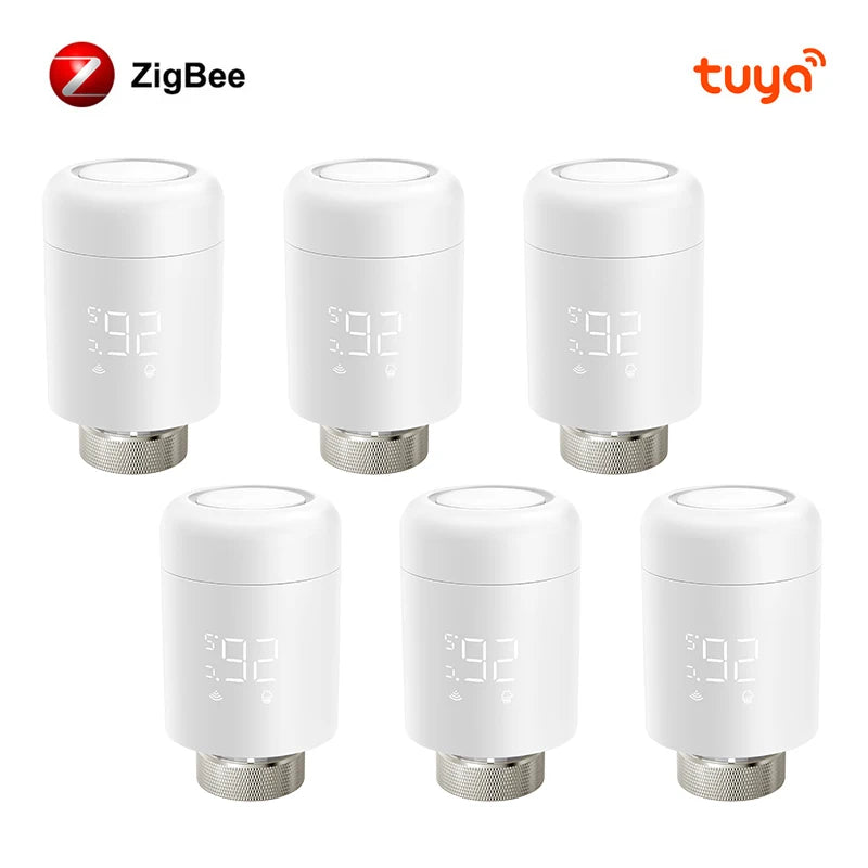 AVATTO 1~6PCS Tuya ZigBee TRV Radiator Actuator Valve,Smart Thermostat Temperature Controller Works With Alexa,Google Home,Alice