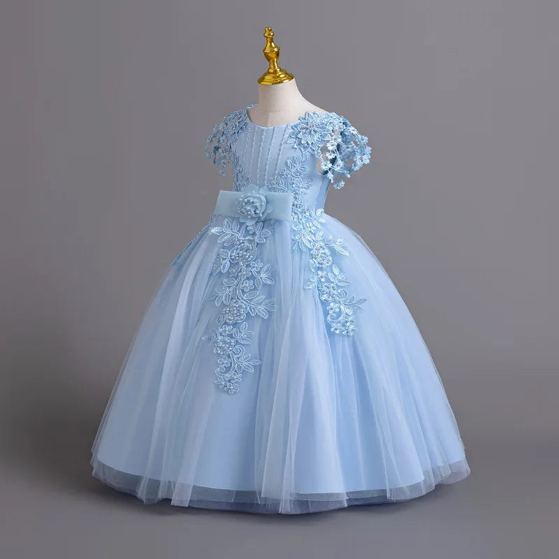 Prinzessin Mädchen Kommunion Geburtstags feier Tanz Leistung Pailletten schwarz Kleid Mädchen Hochzeit Brautjungfer Party Langarm Kleid