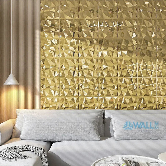 12pcs 30x30cm Champagne Gold color 3D Wall Panel gold luxurious 3D Wall Sticker Wedding party Wood grain Waterproof Wallpaper