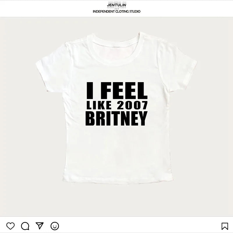 Y2K 2000er Jahre Vintage Crop Top Brief Drucken Casual Kurzarm T-shirt Mode Spicy Girl Sexy Baby T 2025 Sommer Frau Kleidung.