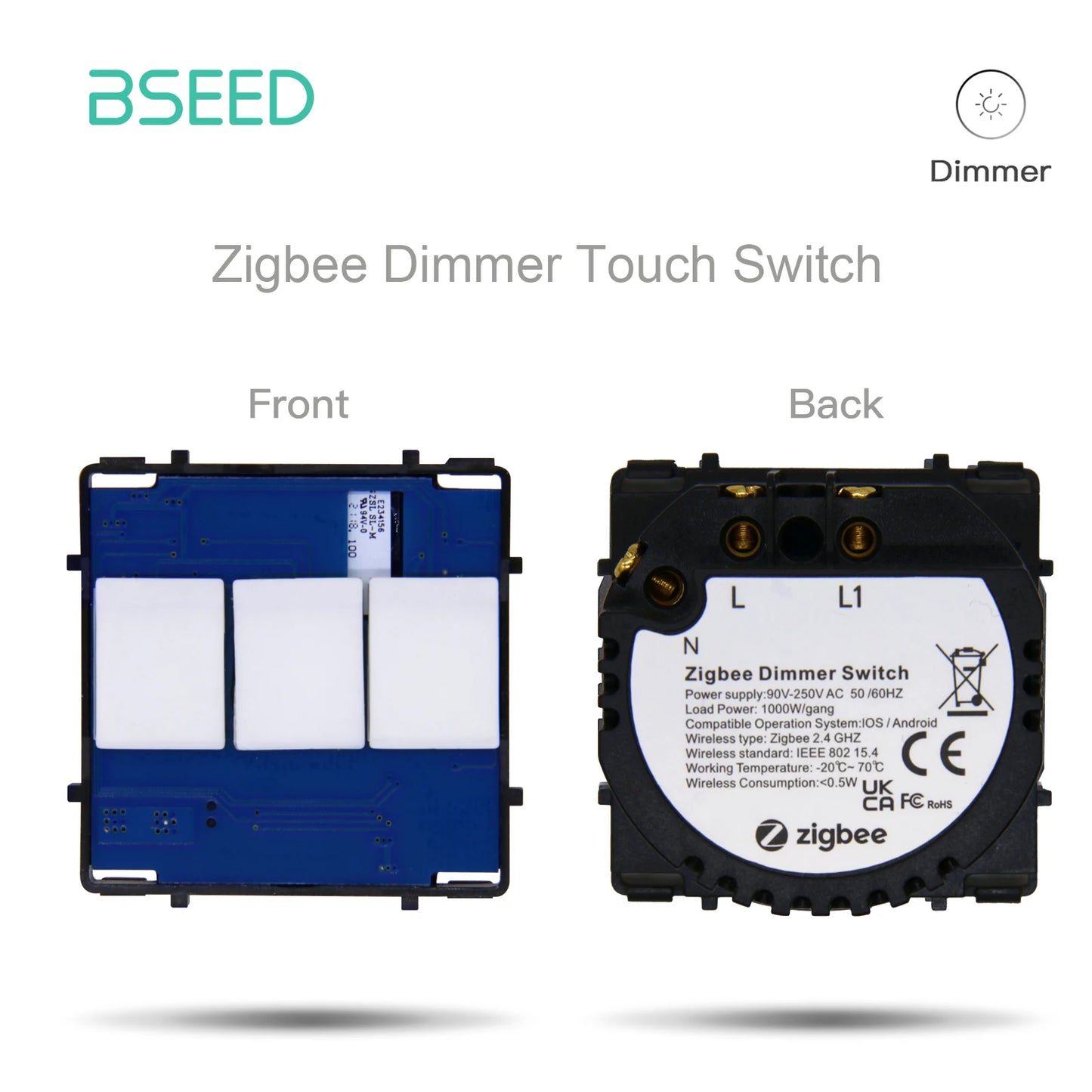 Bseed EU Standard Zigbee Lichtschalter Teile 1/2/3Gang Dimmer Vorhang Modul DIY Teil Tuya Smart Life Control Neutral Erforderlich.