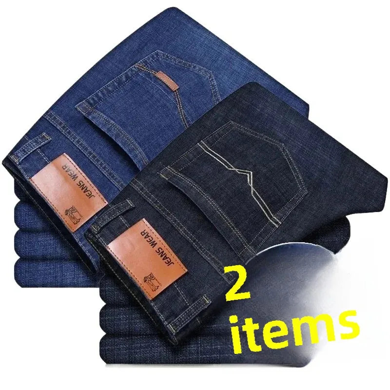 Elastische Jeans für Herren, Frühling und Herbst, lockere Passform, gerades Bein, vielseitige Hose, verschleißfest, lässige Konstruktion, Bienenhose, Sommer