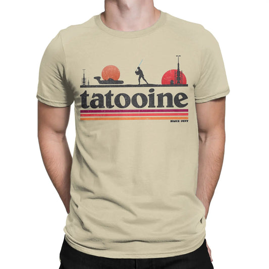 Casual Planet Sky Tatooine T-Shirts for Men Crewneck Cotton T Shirt Short Sleeve Tee Shirt Classic Clothes.