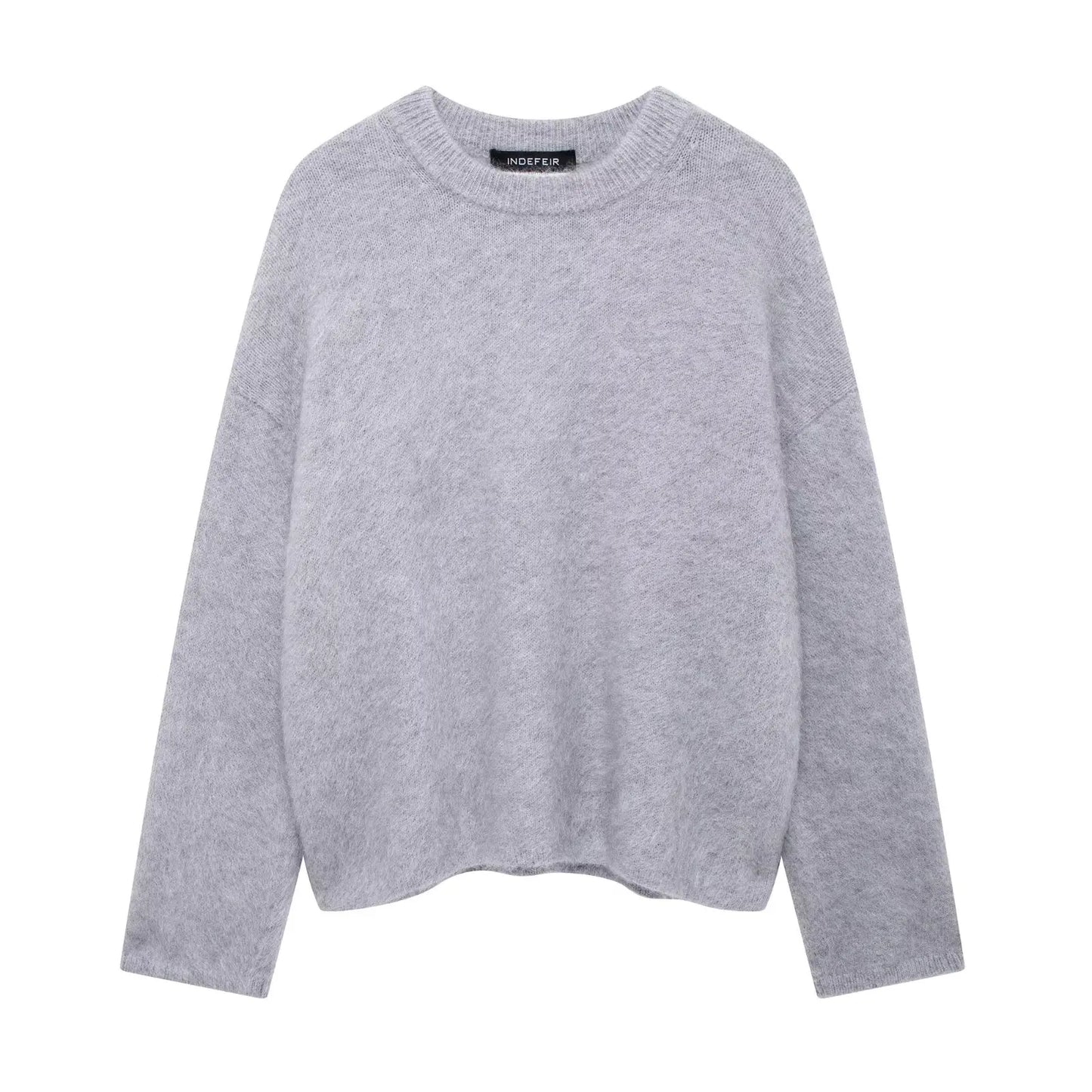 TRAFZA Frauen Elegante Solide O Neck Pullover Lose Beiläufige Langarm Gestrickte Pullover Sweatshirt Herbst Büro Dame Strickwaren Top