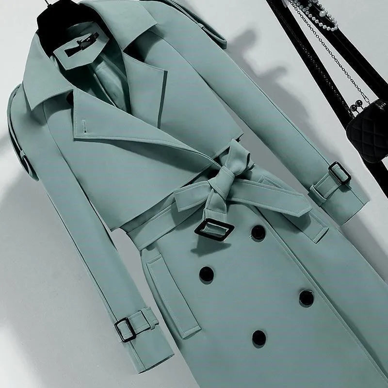 Lässige Langarm-Oberbekleidung, Trenchcoat für Damen, 2024, Herbst-Winter-Mode, Schnürung, lang, neu in Mänteln und Jacken, elegant