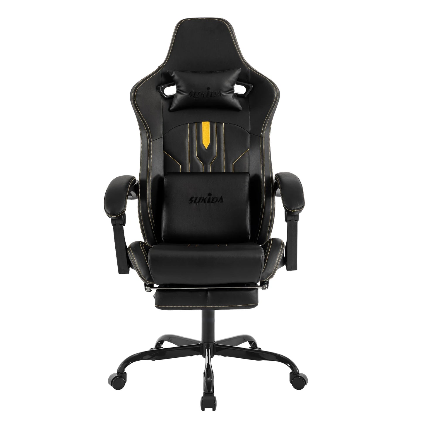 SUKIDAGaming-Stuhl, Computerstuhl, ergonomischer Gaming-Stuhl mit Fußstütze, Bürostuhl, ergonomischer Computerstuhl mit Lordosenstütze