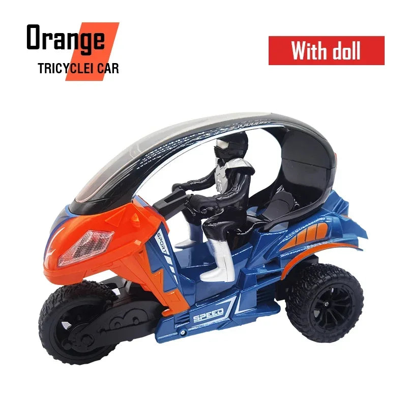 Electric RC Motorcycle Car Spray RC Stunt Toys Remote Control Drift Stunt Three Wheel Motorcycle with LED Lights for Kids Gifts.